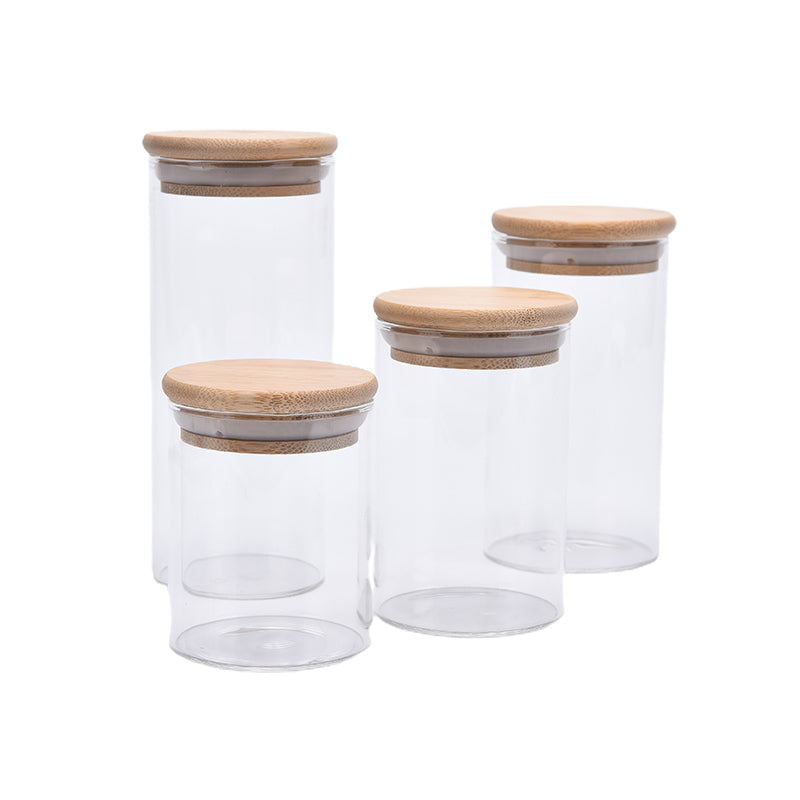 Glass Jar With Bamboo Lid Sealed Snacks Storage Jar 10 x 20 cm / 2199