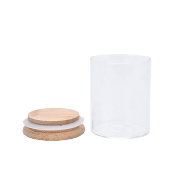 Glass Jar With Bamboo Lid Sealed Candy Snacks Storage Jars 6.5 x 8 cm / 842137 / KC23-219-2