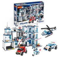Build Block Bricks Police Station Helicopter Building Blocks Toy Set