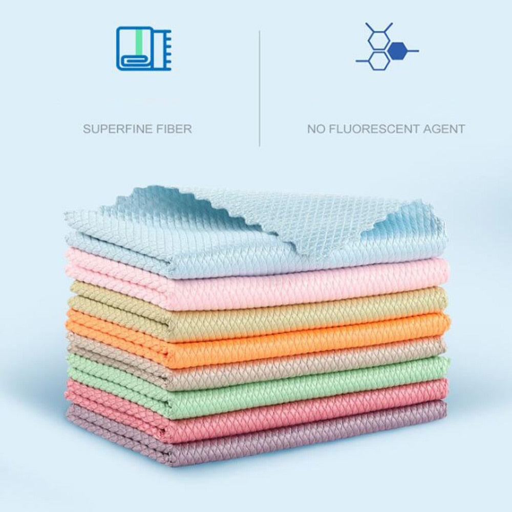 (NET) Reusable Microfiber Cleaning Cloth, Dishwasher, Cleaning Towel (5 pcs)