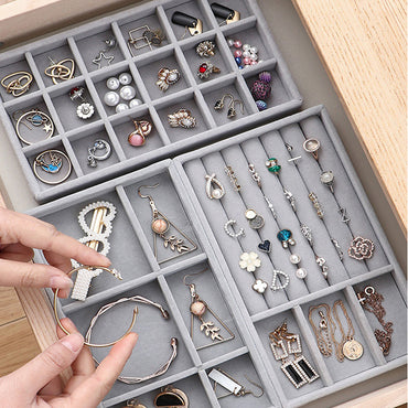 Handmade DIY Jewelry Box Drawer Storage Organizer Soft Velvet Jewelry Tray /6920233842205