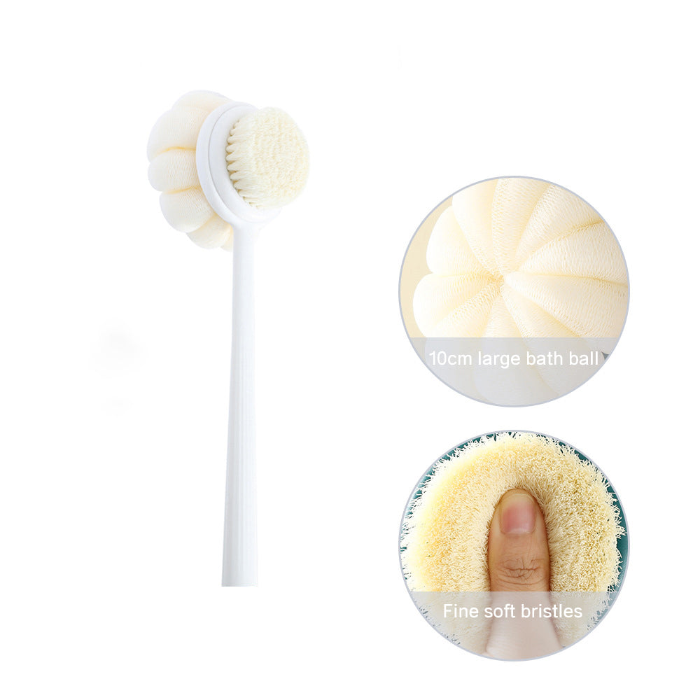 2 In 1 Double-Sided Bath Brush  Shower Body Brush with Bristles and Loofah