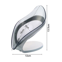 (net) Soap Holder Drain Portable Soap Box Leaf Shape Plastic