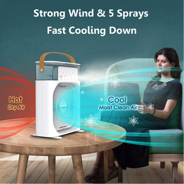 ( NET) USB Portable Air Cooler Fan Air Conditioner Light Desktop Fan Air Cooler Humidifier Purify Bedroom with 7 Colors LED Night Light KC-23-23