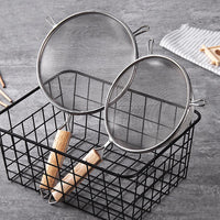 Generic Large Wooden Handheld Mesh Oil Strainer Stainless Steel Fry Basket Flour Sifter Sieve Colander Filter Kitchen Tools