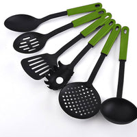 Kitchen Tool Set of 6Pcs - Cookware Spatula, Turner, Ladle, Spaghetti Server, Slotted & Solid Spoon.