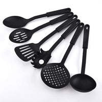 Kitchen Tool Set of 6Pcs - Cookware Spatula, Turner, Ladle, Spaghetti Server, Slotted & Solid Spoon.