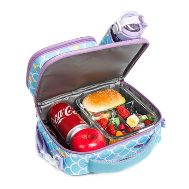 (NET) Mermaid Insulated Lunch Bag with Snack Pocket Bottle Holder