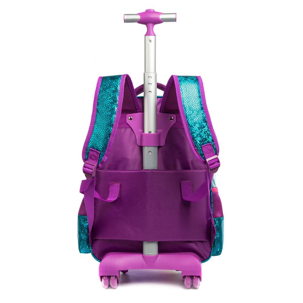 MYHSBYO Girls Children's Roller Backpack with Wheels Trolley School Bag Waterproof Travel Luggage for Children Girls