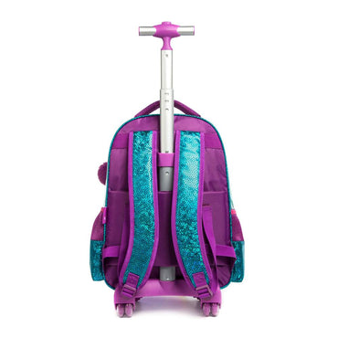 MYHSBYO Girls Children's Roller Backpack with Wheels Trolley School Bag Waterproof Travel Luggage for Children Girls