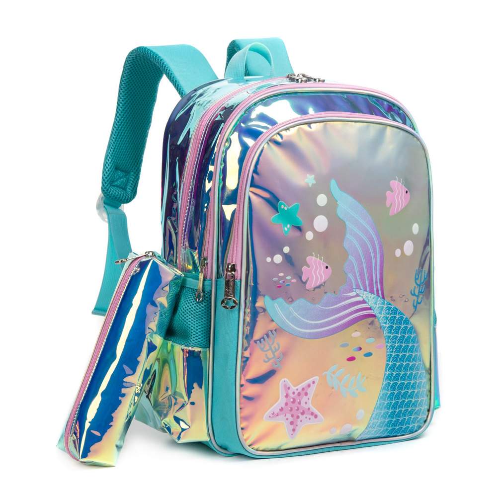 (NET)Mermaid Children's Trolley Backpack School Bag