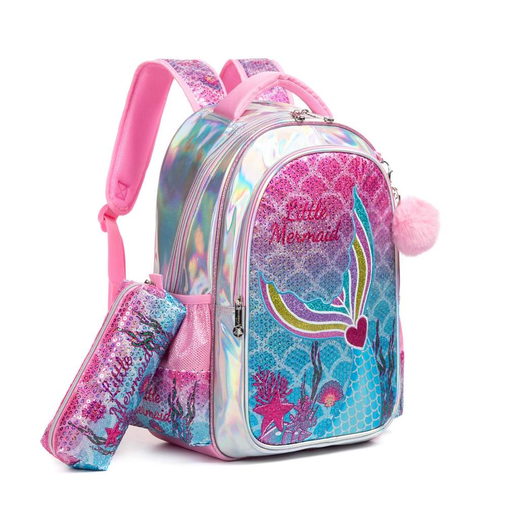 (NET) Little Mermaid Backpack For Girls Set Of 3 Pcs