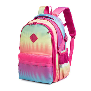 (NET) Rainbow Children's Backpack Insulated Lunch Box Light Pencil Holder Set Of 3 Pcs