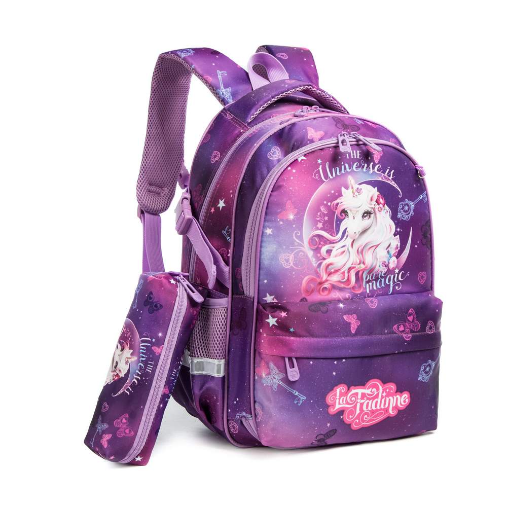 (NET) Unicorn Backpack School Bag With Insulated Lunch Box & Pencil Bag