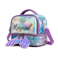 (NET) MOHCO Kids Lunch Bag Insulated Bento Cooler Bag Two compartments Cooler for Boys and Girls with Adjustable Strap Travel Lunch Tote / 11802