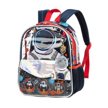 (NET) Astronaut Backpack 13 inch Transparent Toddlers Backpack See Through Preschool Bag with Lunch Bag and Pencil Case / 131012-3