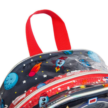 (NET) Astronaut Backpack 13 inch Transparent Toddlers Backpack See Through Preschool Bag with Lunch Bag and Pencil Case / 131012-3