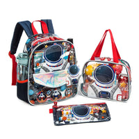(NET) Astronaut Backpack 13 inch Transparent Toddlers Backpack See Through Preschool Bag with Lunch Bag and Pencil Case / 131012-3