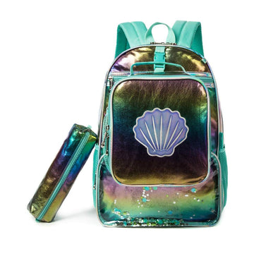 (NET) Mermaid Shell School Bag Lunch Bag & Pencil Case Set of 3 Pcs