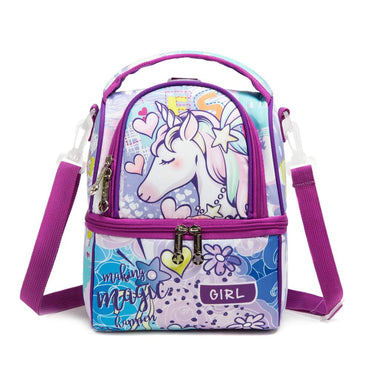 (NET) Kids Lunch Bag Insulated Cooler Bento Bag With Two Compartments School Travel Lunch Tote / 20230319A