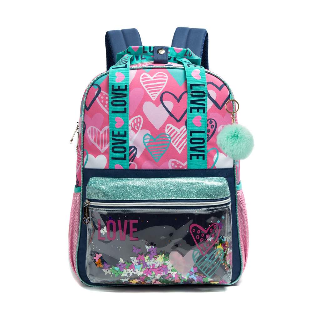 (NET) Sequin School Backpack For Girls Lunch Box Set of 3 Pcs