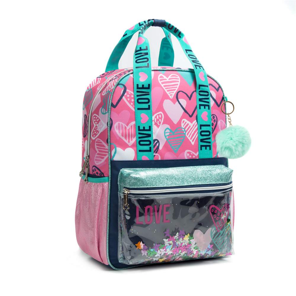 (NET) Sequin School Backpack For Girls Lunch Box Set of 3 Pcs