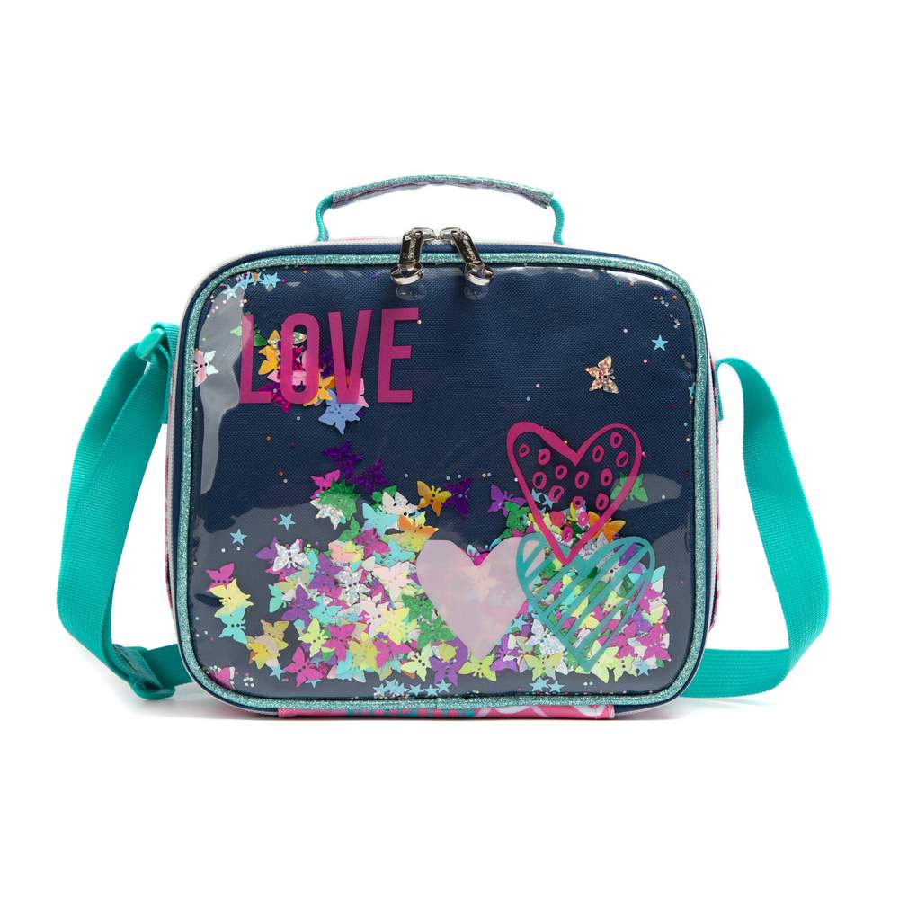 (NET) Sequin School Backpack For Girls Lunch Box Set of 3 Pcs