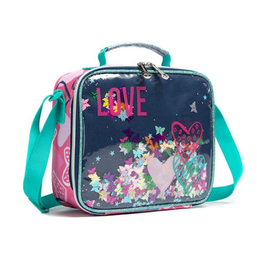 (NET) Sequin School Backpack For Girls Lunch Box Set of 3 Pcs