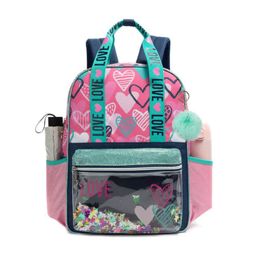 (NET) Sequin School Backpack For Girls Lunch Box Set of 3 Pcs