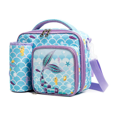 (NET) Mermaid Insulated Lunch Bag with Snack Pocket Bottle Holder