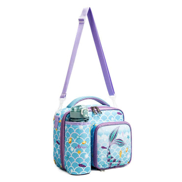 (NET) Mermaid Insulated Lunch Bag with Snack Pocket Bottle Holder