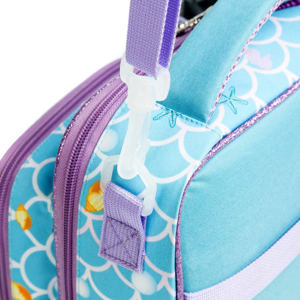 (NET) Mermaid Insulated Lunch Bag with Snack Pocket Bottle Holder