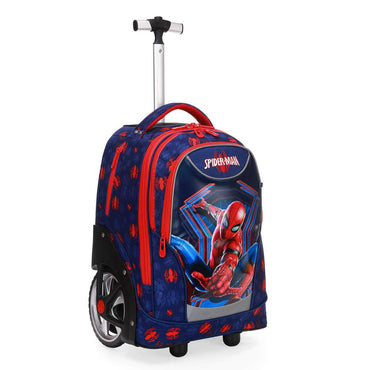 (NET) 3 in 1 Spiderman Cartoon Trolley School Bag With Back Pack