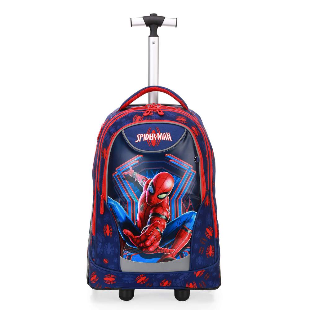 (NET) 3 in 1 Spiderman Cartoon Trolley School Bag With Back Pack