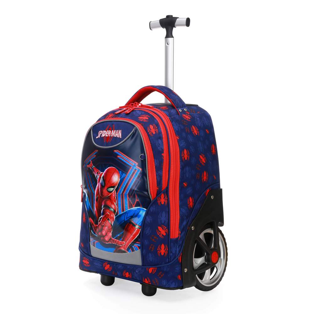 (NET) 3 in 1 Spiderman Cartoon Trolley School Bag With Back Pack