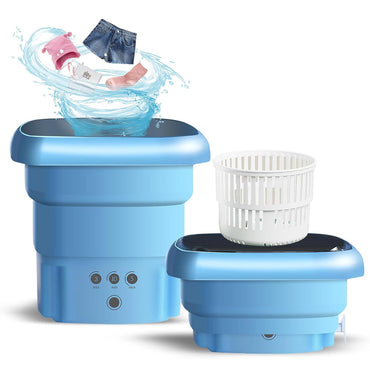 Folding Portable Washing Machine with Bucket Dryer Mini Underwear Washer Barrel Cleaning Socks Baby Clothes Outdoor Travel Home