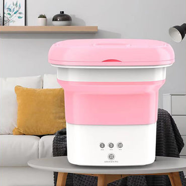 Folding Portable Washing Machine with Bucket Dryer Mini Underwear Washer Barrel Cleaning Socks Baby Clothes Outdoor Travel Home