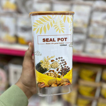 Acrylic Seal Pot Food Storage with Plastic Lid - 1200ml