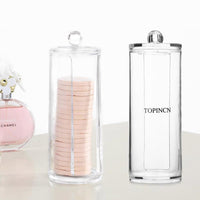 Acrylic Makeup Cotton Bud Container Cosmetic Organizer Display Stand Transparent Container for Cotton Pads Make Up Pads / 8058