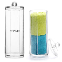 Acrylic Makeup Cotton Bud Container Cosmetic Organizer Display Stand Transparent Container for Cotton Pads Make Up Pads / 8058