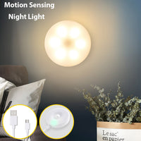 (NET) LED Motion Sensor Wireless Body Induction Lamp Rechargeable Night Light Bedroom Washroom Lighting Decor Indoor Lights with USB Charging