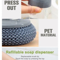 Soap Dispensing Palm Brush Scrub Cleaning Brush With Liquid Storage Tank Kitchen Dishwashing Brush For Pot Pan Sink Cleaning