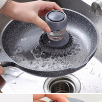 Soap Dispensing Palm Brush Scrub Cleaning Brush With Liquid Storage Tank Kitchen Dishwashing Brush For Pot Pan Sink Cleaning