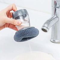 Soap Dispensing Palm Brush Scrub Cleaning Brush With Liquid Storage Tank Kitchen Dishwashing Brush For Pot Pan Sink Cleaning