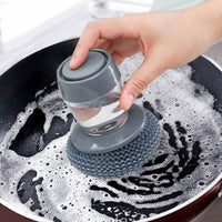 Soap Dispensing Palm Brush Scrub Cleaning Brush With Liquid Storage Tank Kitchen Dishwashing Brush For Pot Pan Sink Cleaning
