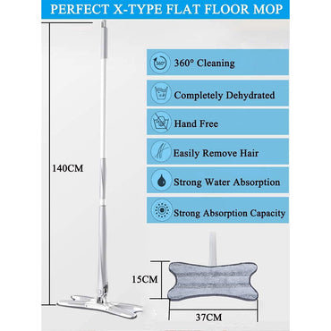 Microfiber X Shape Mop for Floor Cleaning Dust Mop with Self Wringing and Removable Washable Pad