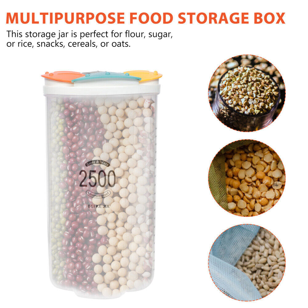 Clear Airtight Cereal Storage Food Container with Lids for Sesame Flour Dry Food 2500ml