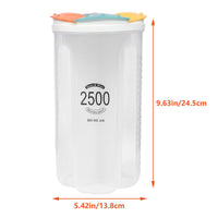 (net) Clear Airtight Cereal Storage Food Container with Lids for Sesame Flour Dry Food 2500ml