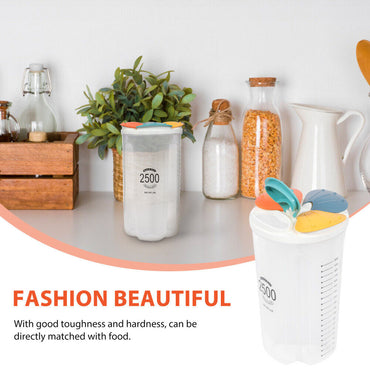 (net) Clear Airtight Cereal Storage Food Container with Lids for Sesame Flour Dry Food 2500ml