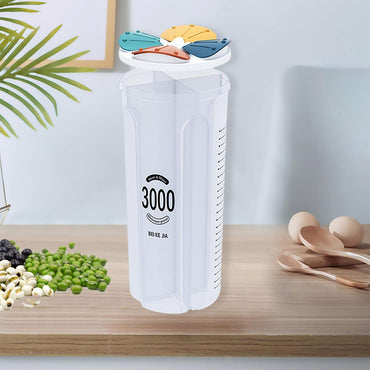 (net) Clear Airtight Cereal Storage Food Container with Lids for Sesame Flour Dry Food 3000ml